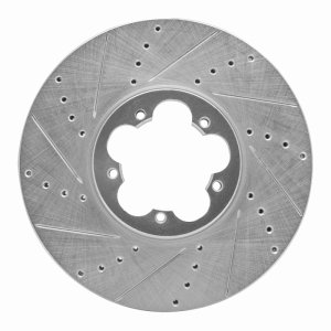 Ford Transit Brake Rotor (1) - Front Left - R1 Concepts - Drilled & Slotted - Silver - `14-`19